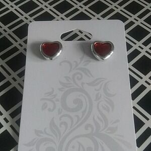 Valentine's‎ red and silver heart earrings